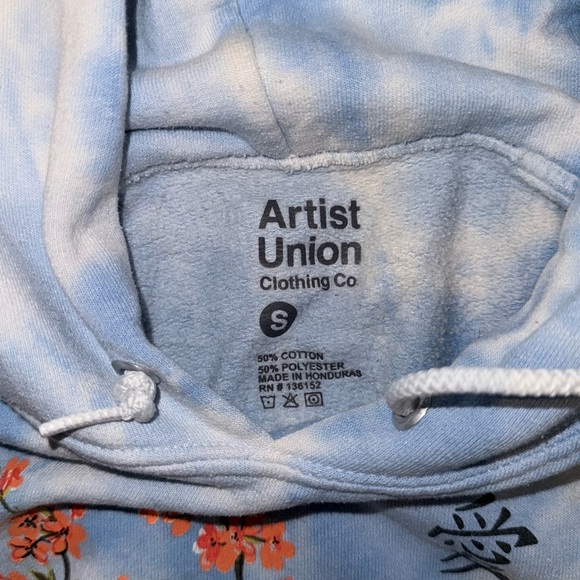 Artist Union Clothing Co. Sky Blue Hoodie with Floral Accents - Picture 2 of 2